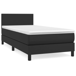vidaXL Boxspringbett mit Matratze Schwarz 90x200 cm Kunstleder