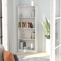 vidaXL Bücherregal 4 Fächer Weiß 60x24x142 cm Holzwerkstoff