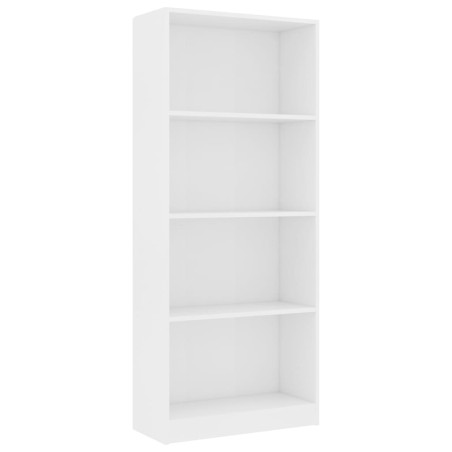 vidaXL Bücherregal 4 Fächer Weiß 60x24x142 cm Holzwerkstoff