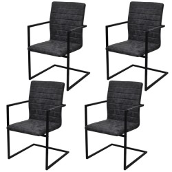 vidaXL Freischwinger 4 Stk. Schwarz Kunstleder 