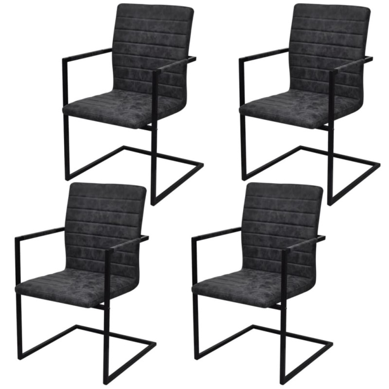 vidaXL Freischwinger 4 Stk. Schwarz Kunstleder vidaXL Freischwinger 4 Stk. Schwarz Kunstleder