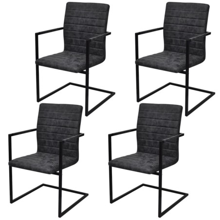 vidaXL Freischwinger 4 Stk. Schwarz Kunstleder 