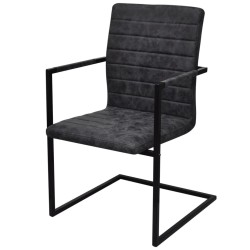 vidaXL Freischwinger 4 Stk. Schwarz Kunstleder 