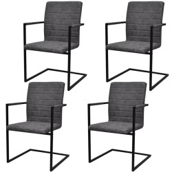 vidaXL Freischwinger 4 Stk. Grau Kunstleder 