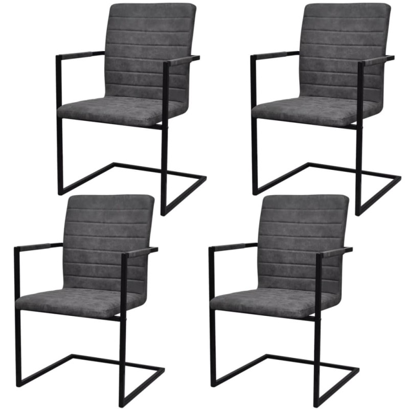 vidaXL Freischwinger 4 Stk. Grau Kunstleder vidaXL Freischwinger 4 Stk. Grau Kunstleder