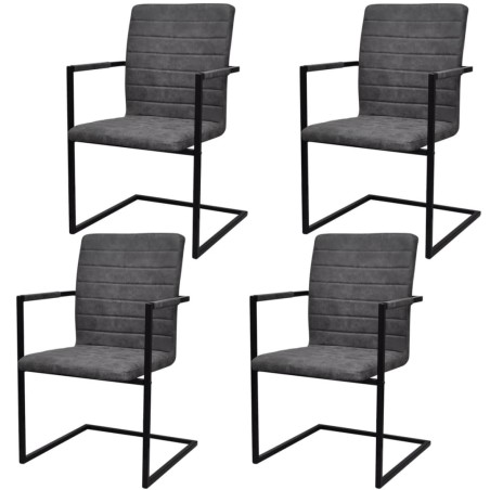 vidaXL Freischwinger 4 Stk. Grau Kunstleder 