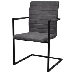 vidaXL Freischwinger 4 Stk. Grau Kunstleder 