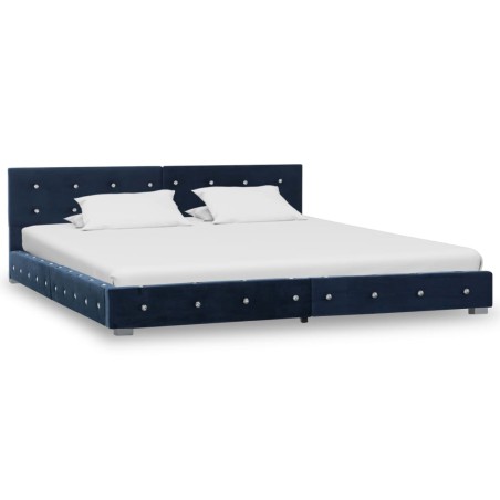 Bettgestell Blau Samt 160 x 200 cm