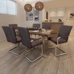 vidaXL Freischwinger 6 Stk. Braun Leathaire 