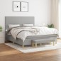 vidaXL Boxspringbett mit Matratze Hellgrau 180x200 cm Stoff vidaXL Boxspringbett mit Matratze Hellgrau 180x200 cm Stoff