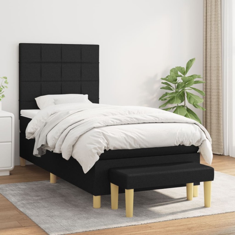 vidaXL Boxspringbett mit Matratze Schwarz 100x200 cm Stoff vidaXL Boxspringbett mit Matratze Schwarz 100x200 cm Stoff