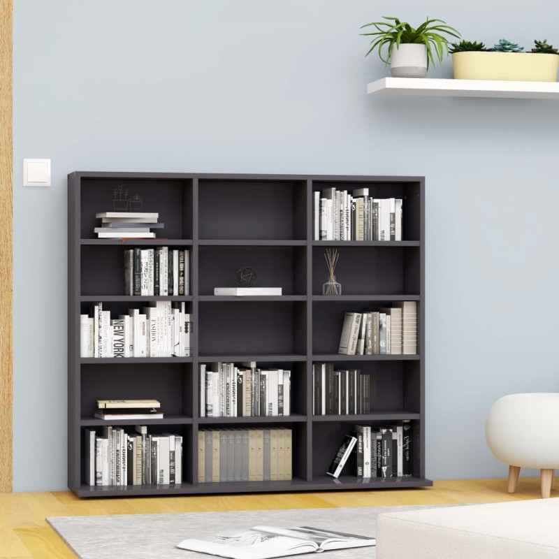vidaXL CD-Regal Grau 102x23x89,5 cm Holzwerkstoff vidaXL CD-Regal Grau 102x23x89,5 cm Holzwerkstoff