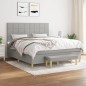 vidaXL Boxspringbett mit Matratze Hellgrau 160x200 cm Stoff vidaXL Boxspringbett mit Matratze Hellgrau 160x200 cm Stoff