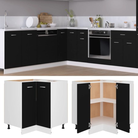 vidaXL Eckunterschrank Schwarz 75,5x75,5x81,5 cm Holzwerkstoff
