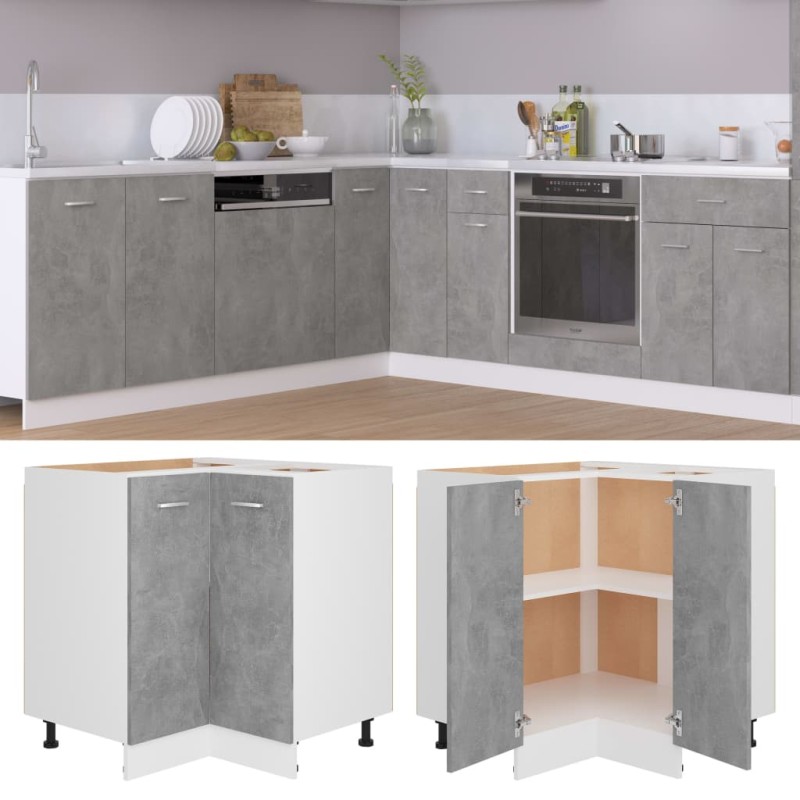vidaXL Eckunterschrank Betongrau 75,5x75,5x81,5 cm Holzwerkstoff vidaXL Eckunterschrank Betongrau 75,5x75,5x81,5 cm Holzwerkstoff
