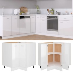 vidaXL Eckunterschrank Hochglanz-Weiß 75,5x75,5x80,5 cm Holzwerkstoff