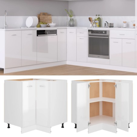 vidaXL Eckunterschrank Hochglanz-Weiß 75,5x75,5x80,5 cm Holzwerkstoff