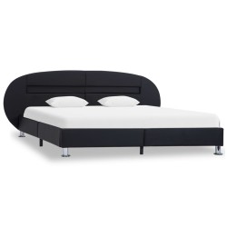 Bettgestell mit LED Schwarz Kunstleder 140x200 cm