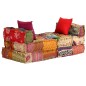 vidaXL 3-Sitzer Modularer Pouf Patchwork Stoff vidaXL 3-Sitzer Modularer Pouf Patchwork Stoff