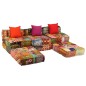 vidaXL 3-Sitzer Modularer Pouf Patchwork Stoff vidaXL 3-Sitzer Modularer Pouf Patchwork Stoff