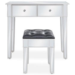 vidaXL Verspiegelter Schminktisch mit Hocker MDF und Glas