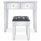 vidaXL Verspiegelter Schminktisch mit Hocker MDF und Glas vidaXL Verspiegelter Schminktisch mit Hocker MDF und Glas