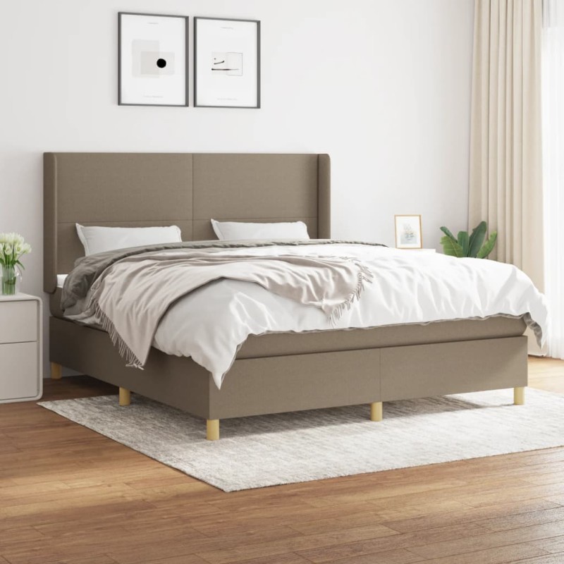 vidaXL Boxspringbett mit Matratze Taupe 180x200 cm Stoff vidaXL Boxspringbett mit Matratze Taupe 180x200 cm Stoff