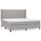 vidaXL Boxspringbett mit Matratze Hellgrau 200x200 cm Stoff vidaXL Boxspringbett mit Matratze Hellgrau 200x200 cm Stoff