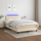 vidaXL Boxspringbett mit Matratze & LED Creme 120x200 cm Stoff vidaXL Boxspringbett mit Matratze & LED Creme 120x200 cm Stoff