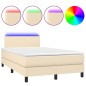 vidaXL Boxspringbett mit Matratze & LED Creme 120x200 cm Stoff vidaXL Boxspringbett mit Matratze & LED Creme 120x200 cm Stoff