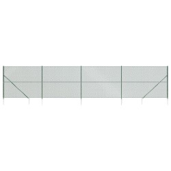 vidaXL Maschendrahtzaun mit Bodenhülsen Grün 1,4x10 m