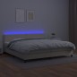 vidaXL Boxspringbett mit Matratze & LED Creme 200x200 cm Kunstleder vidaXL Boxspringbett mit Matratze & LED Creme 200x200 cm Kunstleder