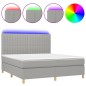vidaXL Boxspringbett mit Matratze & LED Hellgrau 180x200 cm Stoff vidaXL Boxspringbett mit Matratze & LED Hellgrau 180x200 cm Stoff