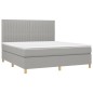 vidaXL Boxspringbett mit Matratze & LED Hellgrau 180x200 cm Stoff vidaXL Boxspringbett mit Matratze & LED Hellgrau 180x200 cm Stoff