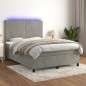 vidaXL Boxspringbett mit Matratze & LED Hellgrau 140x200 cm Samt vidaXL Boxspringbett mit Matratze & LED Hellgrau 140x200 cm Samt