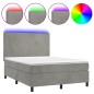 vidaXL Boxspringbett mit Matratze & LED Hellgrau 140x200 cm Samt vidaXL Boxspringbett mit Matratze & LED Hellgrau 140x200 cm Samt