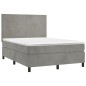 vidaXL Boxspringbett mit Matratze & LED Hellgrau 140x200 cm Samt vidaXL Boxspringbett mit Matratze & LED Hellgrau 140x200 cm Samt