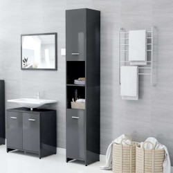 vidaXL Badezimmerschrank Hochglanz-Grau 30x30x183,5 cm Holzwerkstoff