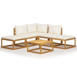 6-tlg. Garten-Lounge-Set mit Auflagen Massivholz Akazie
