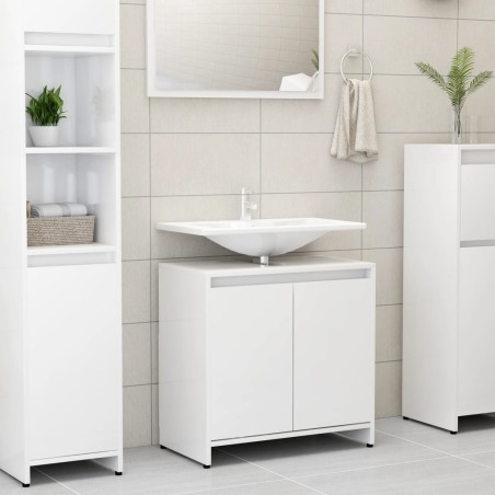 vidaXL Badezimmerschrank Hochglanz-Weiß 60x33x61 cm Holzwerkstoff