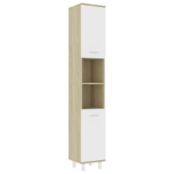 vidaXL Badezimmerschrank Weiß Sonoma-Eiche 30x30x179 cm Holzwerkstoff