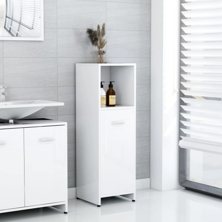 vidaXL Badezimmerschrank Hochglanz-Weiß 30x30x95 cm Holzwerkstoff