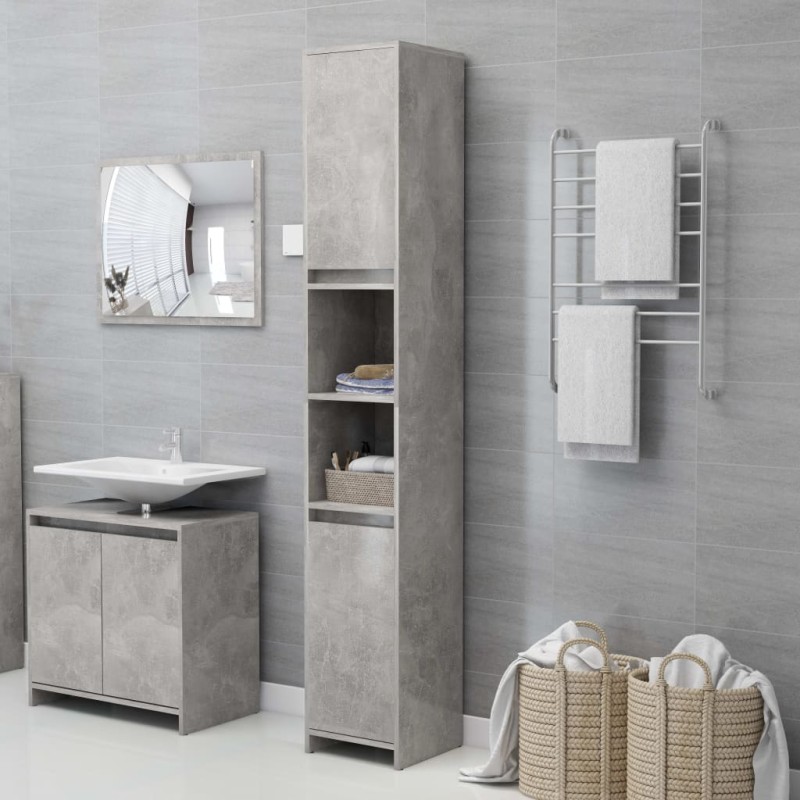 vidaXL Badezimmerschrank Betongrau 30x30x183,5 cm Holzwerkstoff vidaXL Badezimmerschrank Betongrau 30x30x183,5 cm Holzwerkstoff