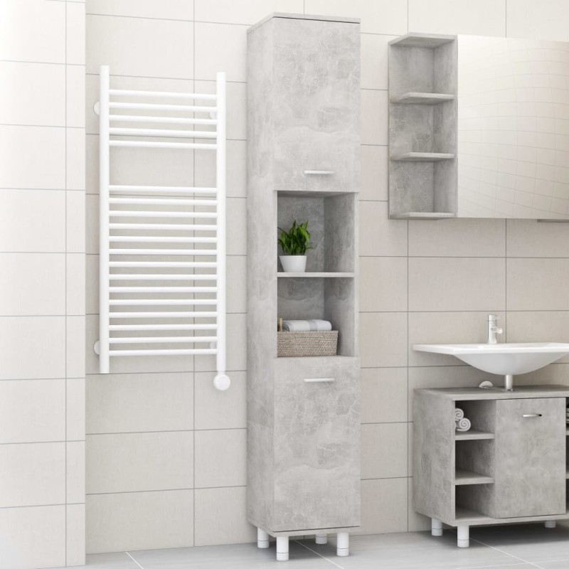 vidaXL Badezimmerschrank Betongrau 30x30x179 cm Holzwerkstoff vidaXL Badezimmerschrank Betongrau 30x30x179 cm Holzwerkstoff