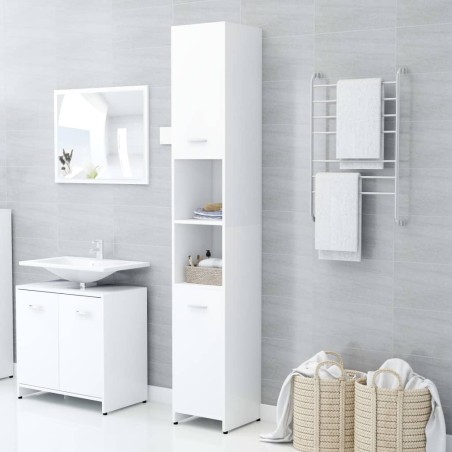 vidaXL Badezimmerschrank Weiß 30x30x183,5 cm Holzwerkstoff