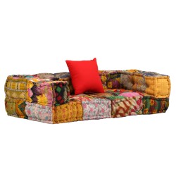 vidaXL 2-Sitzer Modularer Pouf Patchwork Stoff 