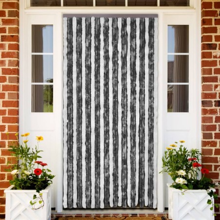 vidaXL Insektenschutz-Vorhang Grau und Weiß 90x220 cm Chenille