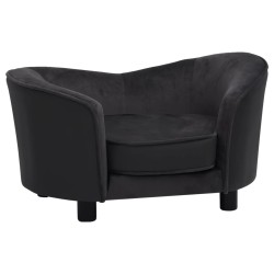 vidaXL Hundesofa Schwarz 69x49x40 cm Plüsch und Kunstleder   
