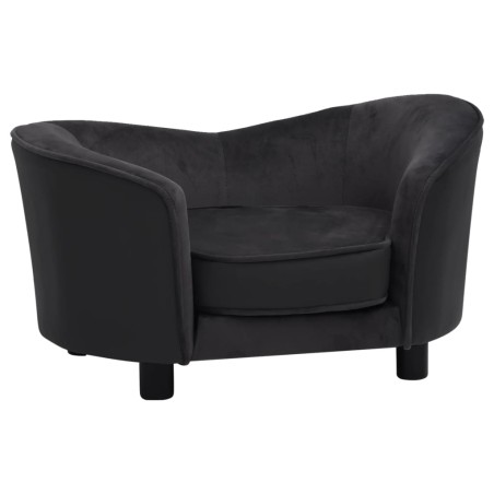 vidaXL Hundesofa Schwarz 69x49x40 cm Plüsch und Kunstleder   