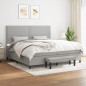 vidaXL Boxspringbett mit Matratze Hellgrau 200x200 cm Stoff vidaXL Boxspringbett mit Matratze Hellgrau 200x200 cm Stoff